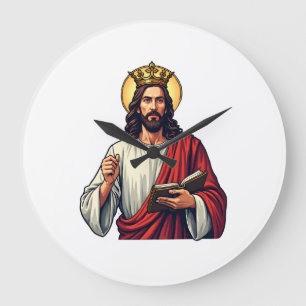 Jesus Crown Scroll Vintage Engraving Shirt 2 Large Clock