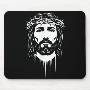 Jesus Crown Thorns Portrait Faith Bible Verse Mouse Mat