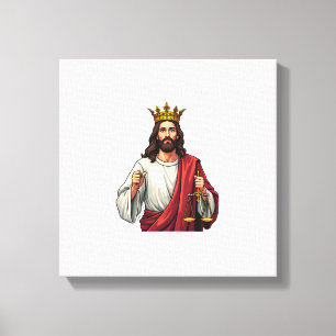Jesus Crowned Justice Vintage Engraving Tee Canvas Print