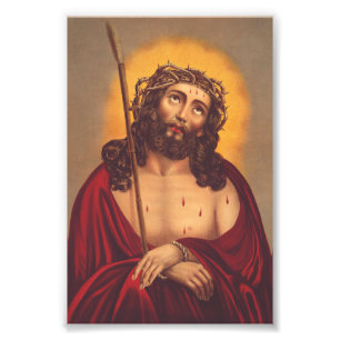 Jesus Crowned With Thorns Sorrowful Art Photo Print