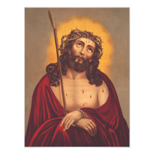 Jesus Crowned With Thorns Sorrowful Art Photo Print