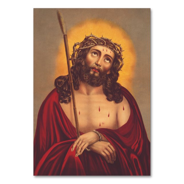 Jesus Crowned With Thorns Sorrowful Art Table Number (Front)