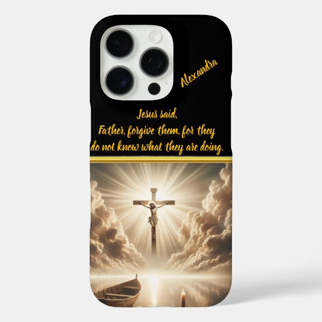 Jesus Crucified Above Reflective Blue Waters Case-Mate iPhone Case (Back)
