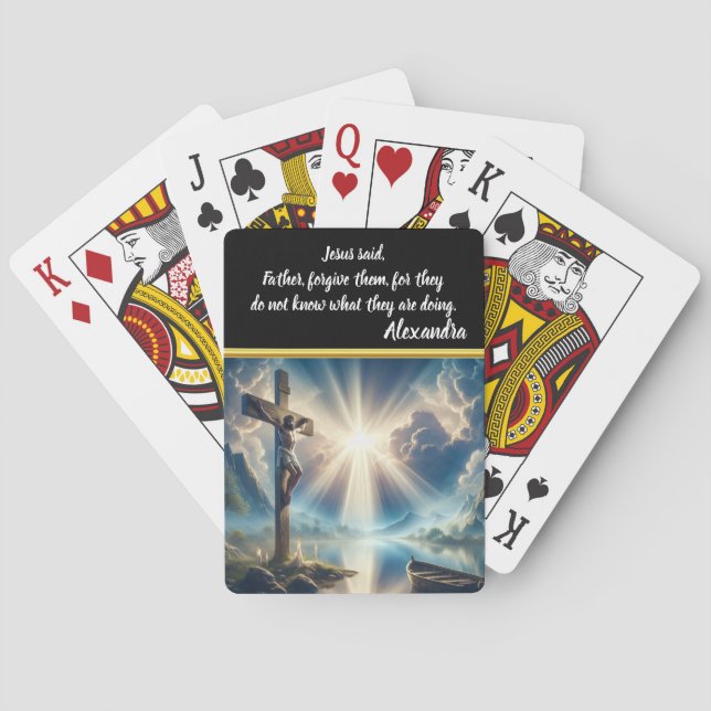 Jesus Crucified Above Waters Awaiting Resurrection Playing Cards (Back)