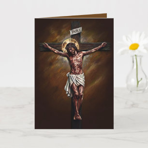 Jesus Crucified Blessed Easter Card Brown