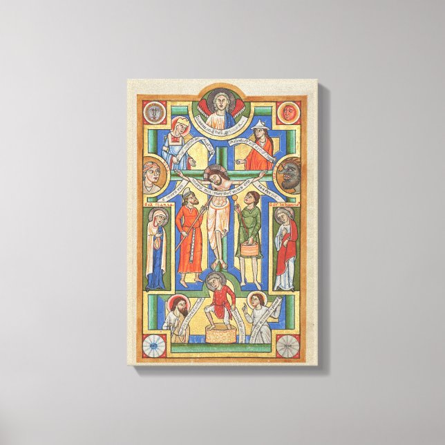 Jesus Crucified Mediaeval illumination Canvas Print (Front)