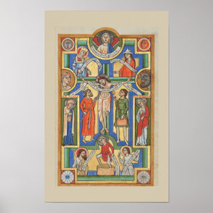 Jesus Crucified Mediaeval illumination Poster