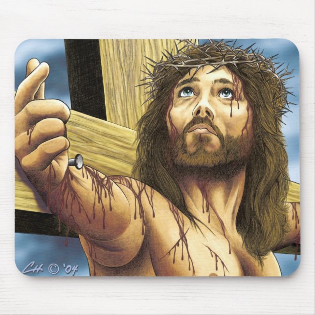 Jesus Crucified Mouse Mat (Front)