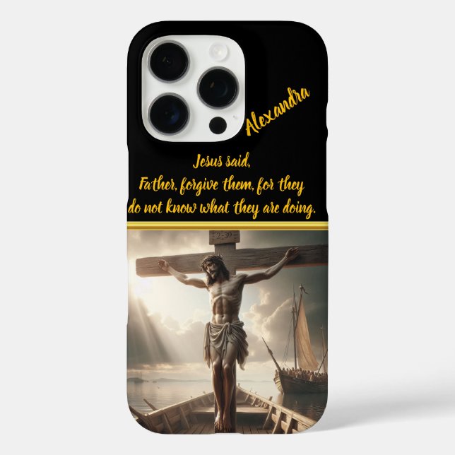 Jesus Crucified Over Serene Waters Waiting Case-Mate iPhone Case (Back)