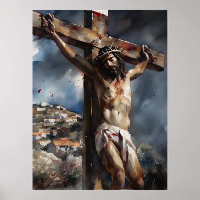 Jesus Crucifixion At Golgotha Poster (Front)