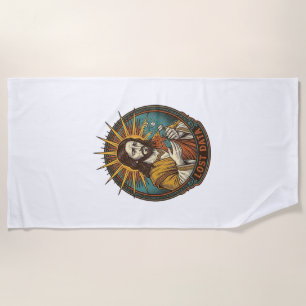Jesus Crushed USB Flash Drive Lost Data Humor_1 Beach Towel