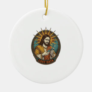 Jesus Crushed USB Flash Drive Lost Data Humor_1 Ceramic Tree Decoration