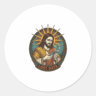 Jesus Crushed USB Flash Drive Lost Data Humor_1 Classic Round Sticker