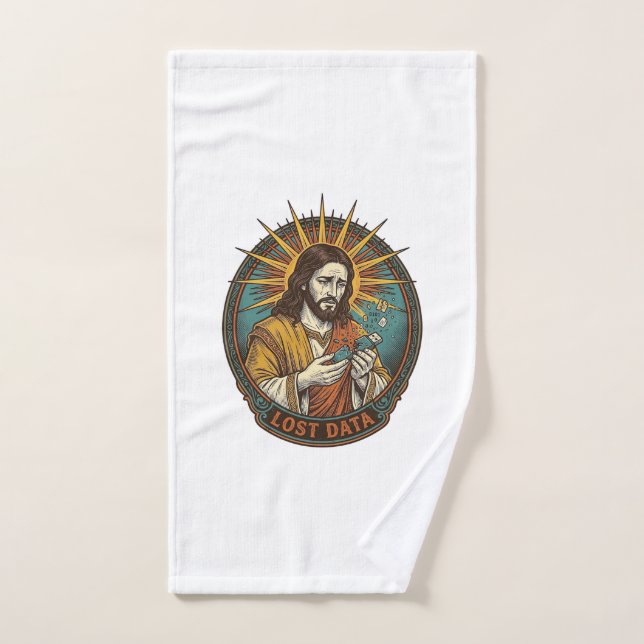 Jesus Crushed USB Flash Drive Lost Data Humor_1 Hand Towel (Hand Towel)