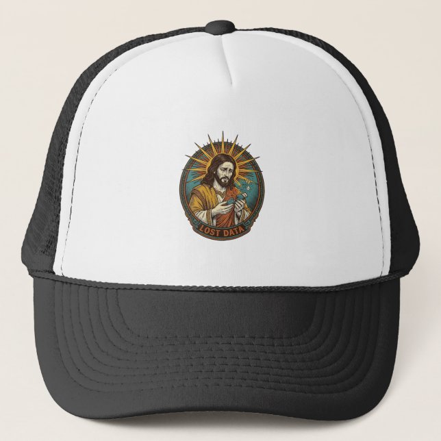 Jesus Crushed USB Flash Drive Lost Data Humor_1 Trucker Hat (Front)
