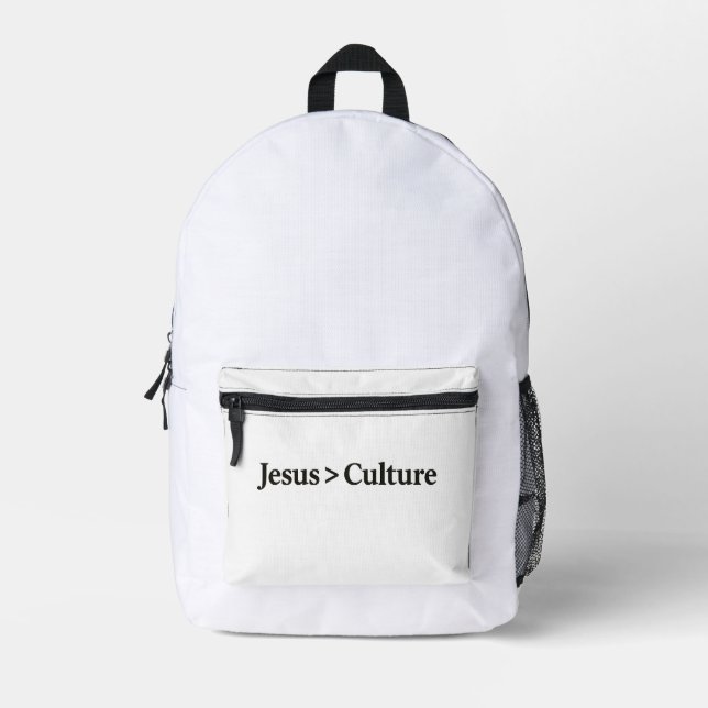 Jesus > Culture Tee – Bold Faith. Simple Truth. Printed Backpack (Front)