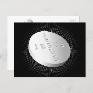 Jesus Cures Heals Pill - Christian Faith Pray God Holiday Postcard