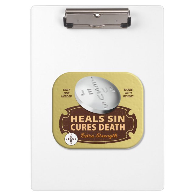 Jesus Cures Heals Tablet  Christian Faith God  Clipboard (Front)