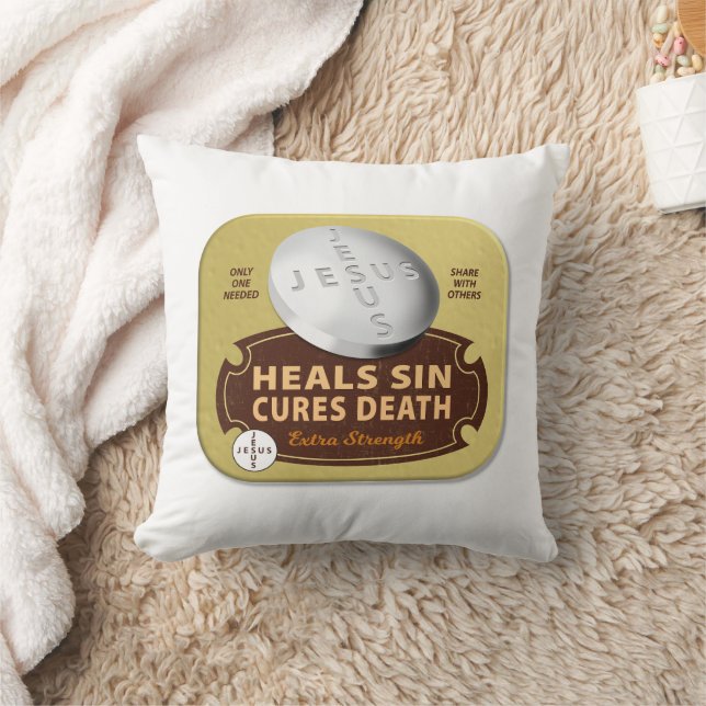 Jesus Cures Pill - Christian Healing Faith God  Cushion (Blanket)