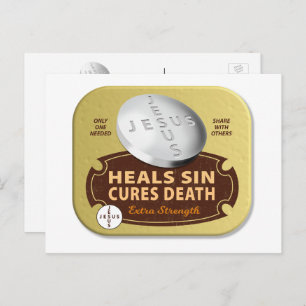 Jesus Cures Pill - Christian Religious Faith Pray Holiday Postcard