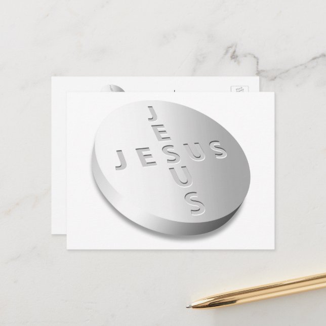 Jesus Cures Pill - Christian Religious Faith Pray  Holiday Postcard (Front/Back In Situ)