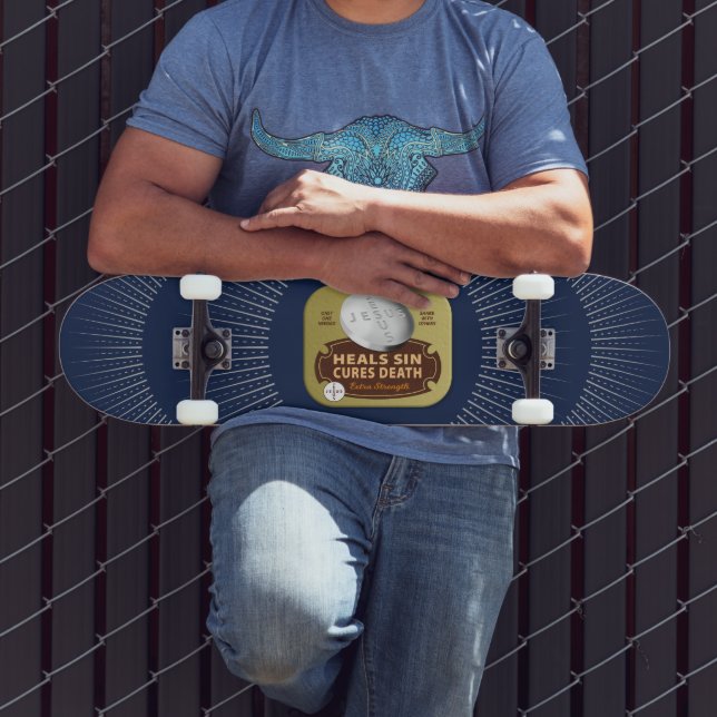 Jesus Cures Pill Tablet Tin Christian Halo Cross Skateboard (Outdoor 3)