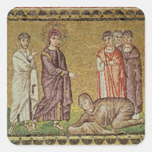 Jesus Cures the Woman who Bleeds Square Sticker