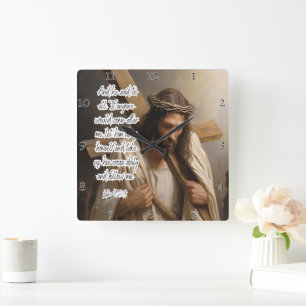 Jesus: Daily Cross, Follow Me Square Wall Clock