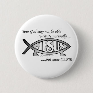 Jesus & Darwin Fish Button/Pin 6 Cm Round Badge