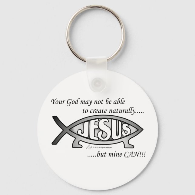 Jesus & Darwin Fish Keychain (Front)