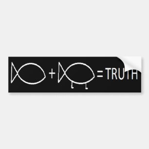 JESUS + DARWIN = TRUTH, WH BUMPER STICKER