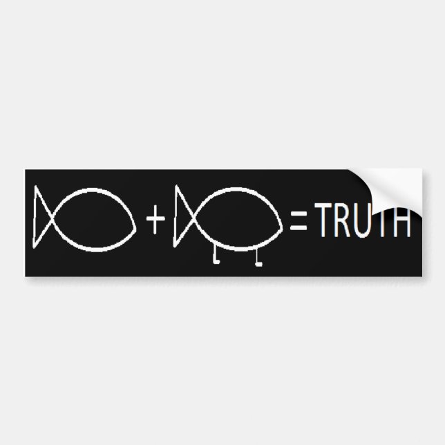 JESUS + DARWIN = TRUTH, WH BUMPER STICKER (Front)