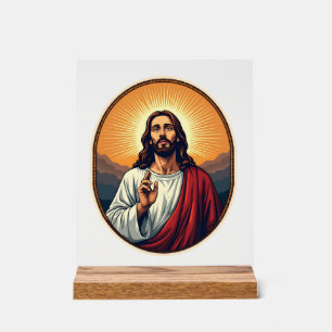 Jesus Dawn Crest Vintage Engraving Shirt Acrylic Sign