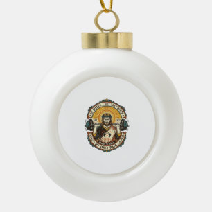 Jesus Dead Headphones Mid Set Silent Workout Gym H Ceramic Ball Christmas Ornament