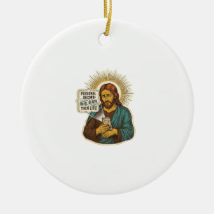 Jesus Dead Phone No Music Heavy Lift Gym Humor_1 Ceramic Tree Decoration