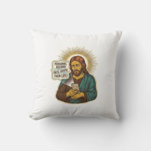 Jesus Dead Phone No Music Heavy Lift Gym Humor_1 Cushion