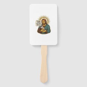 Jesus Dead Phone No Music Heavy Lift Gym Humor_1 Hand Fan