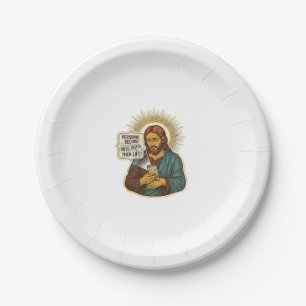 Jesus Dead Phone No Music Heavy Lift Gym Humor_1 Paper Plate