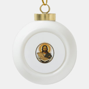 Jesus Deceived By Empty Pizza Box Party Food Humou Ceramic Ball Christmas Ornament