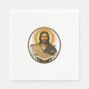 Jesus Deceived By Empty Pizza Box Party Food Humou Napkin