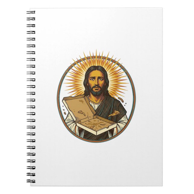 Jesus Deceived By Empty Pizza Box Party Food Humou Notebook (Front)