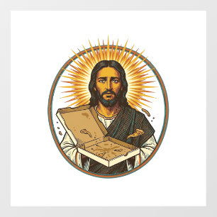 Jesus Deceived By Empty Pizza Box Party Food Humou Window Cling