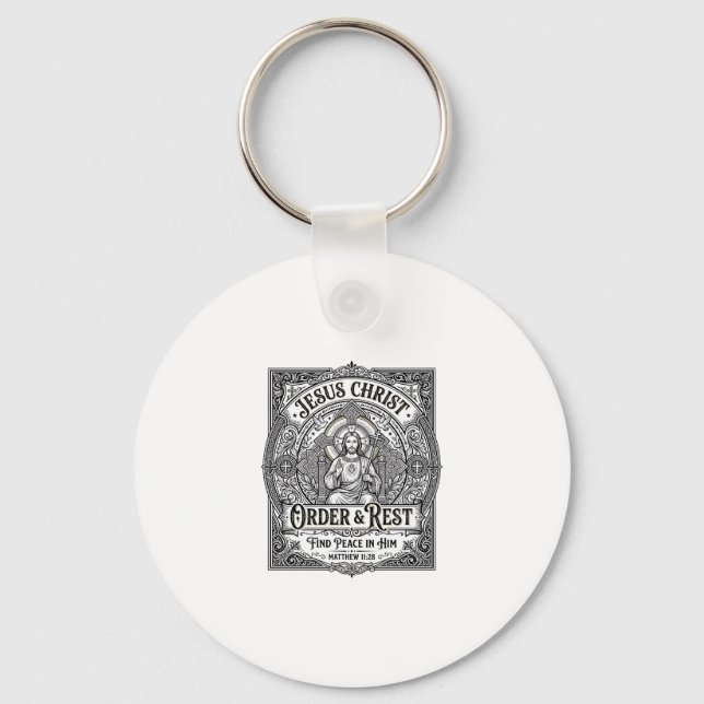 Jesus Declutter Clean Home Shirt Christian Graphic Key Ring (Front)