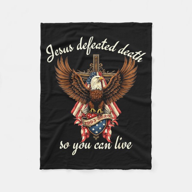 Jesus Defeated Death So You Can Live Christian Quo Fleece Blanket (Front)