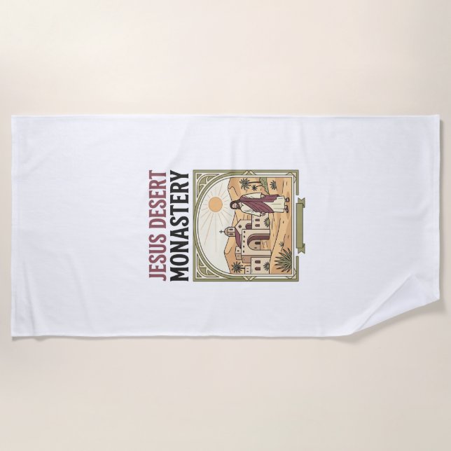Jesus Desert Monastery Jesus Desert Monastery Chri Beach Towel (Front)