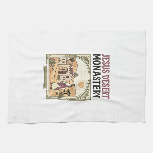 Jesus Desert Monastery Jesus Desert Monastery Chri Tea Towel (Horizontal)