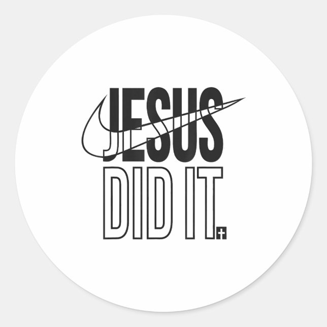 Jesus Did It Religious Cross Christian  Classic Round Sticker (Front)