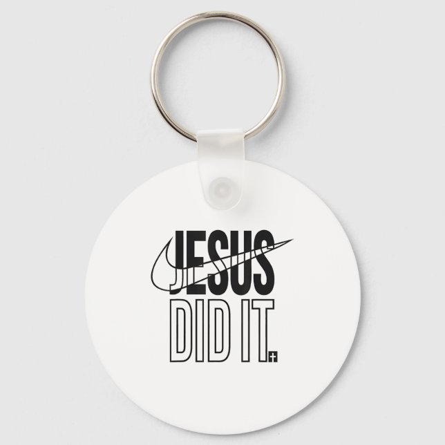 Jesus Did It Religious Cross Christian  Key Ring (Front)