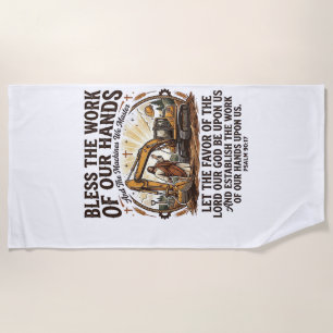 Jesus Diesel Mechanic Heavy Equipment Shirt Faith  Beach Towel