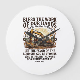 Jesus Diesel Mechanic Heavy Equipment Shirt Faith Large Clock
